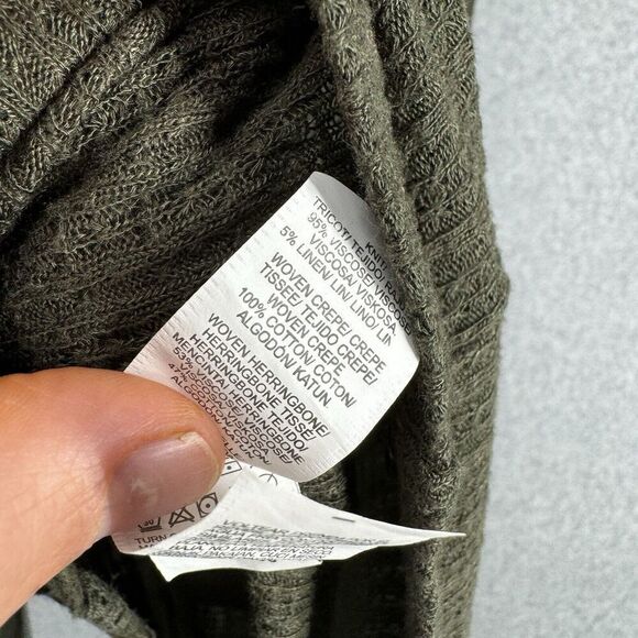 LUCKY BRAND Blouse Womens Large Green Linen Blend Top Long Sleeve Boho Knit - Picture 9 of 13